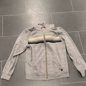 Aviator Nation Gray Hoodie with Olive Stripe